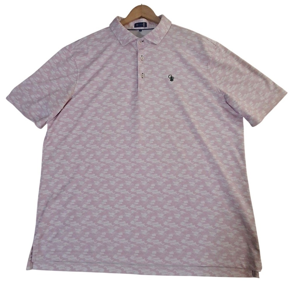 Stitch Golf Mens XL Polo Shirt Pink White Abstract Performance Calusa Pines Golf